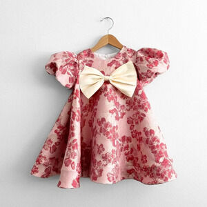 NWT Pretty Girls Fine Jacquard Celebration Dress Elegant Floral Dusty Rose 2T